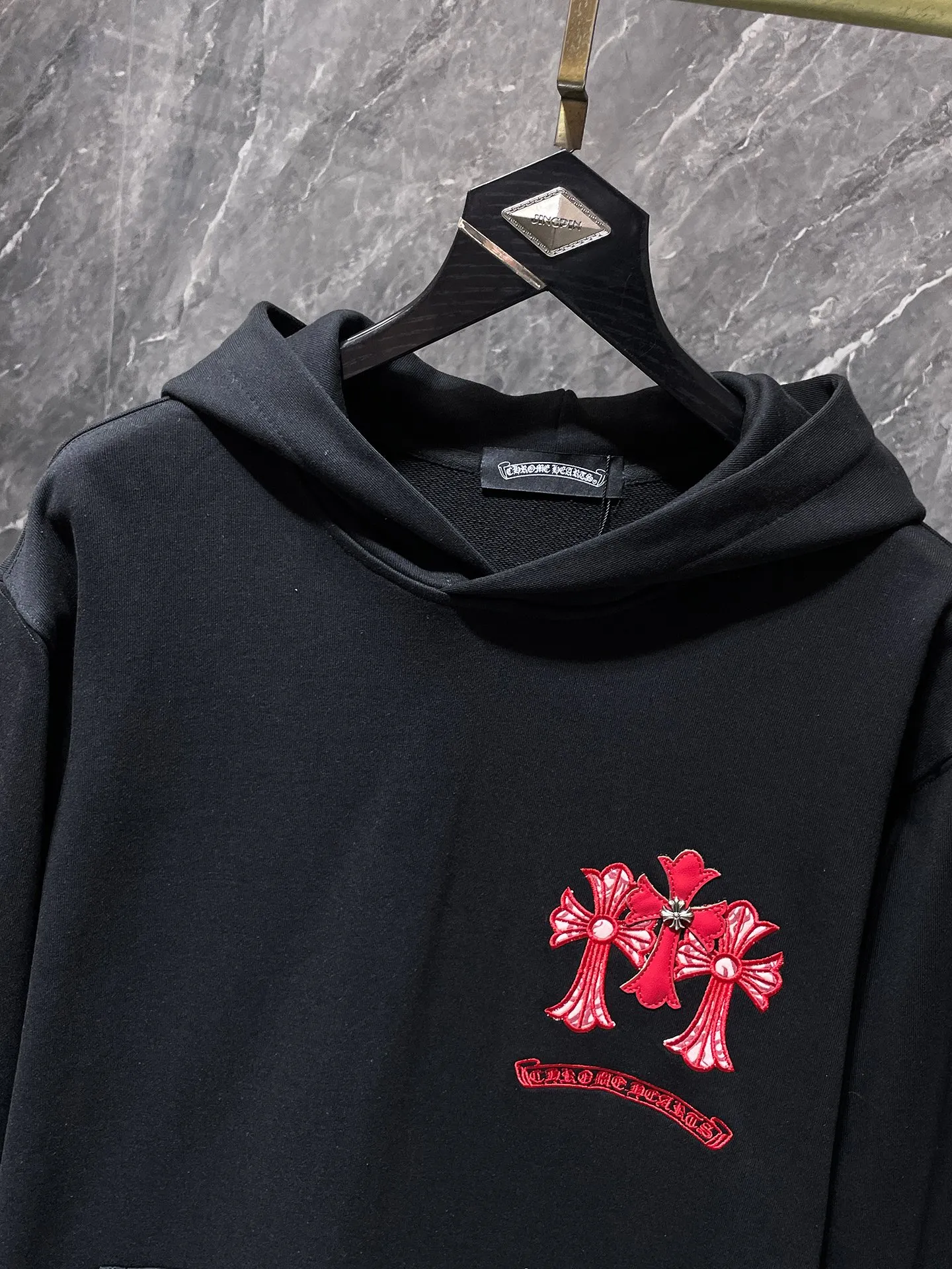 P276 Chrome Hearts Autumn and Winter 2025 Counter Synchronization Horseshoe Cross Handmade Three-dimensional Custom Patched Embroidery Hooded Sweatshirt Heavy Embroidery! ! ! Tens of thousands of needles! ! Improved customized version of 1:1 high-gram weight high-quality fabric Recommended color: white black code number: S, M, L, XL